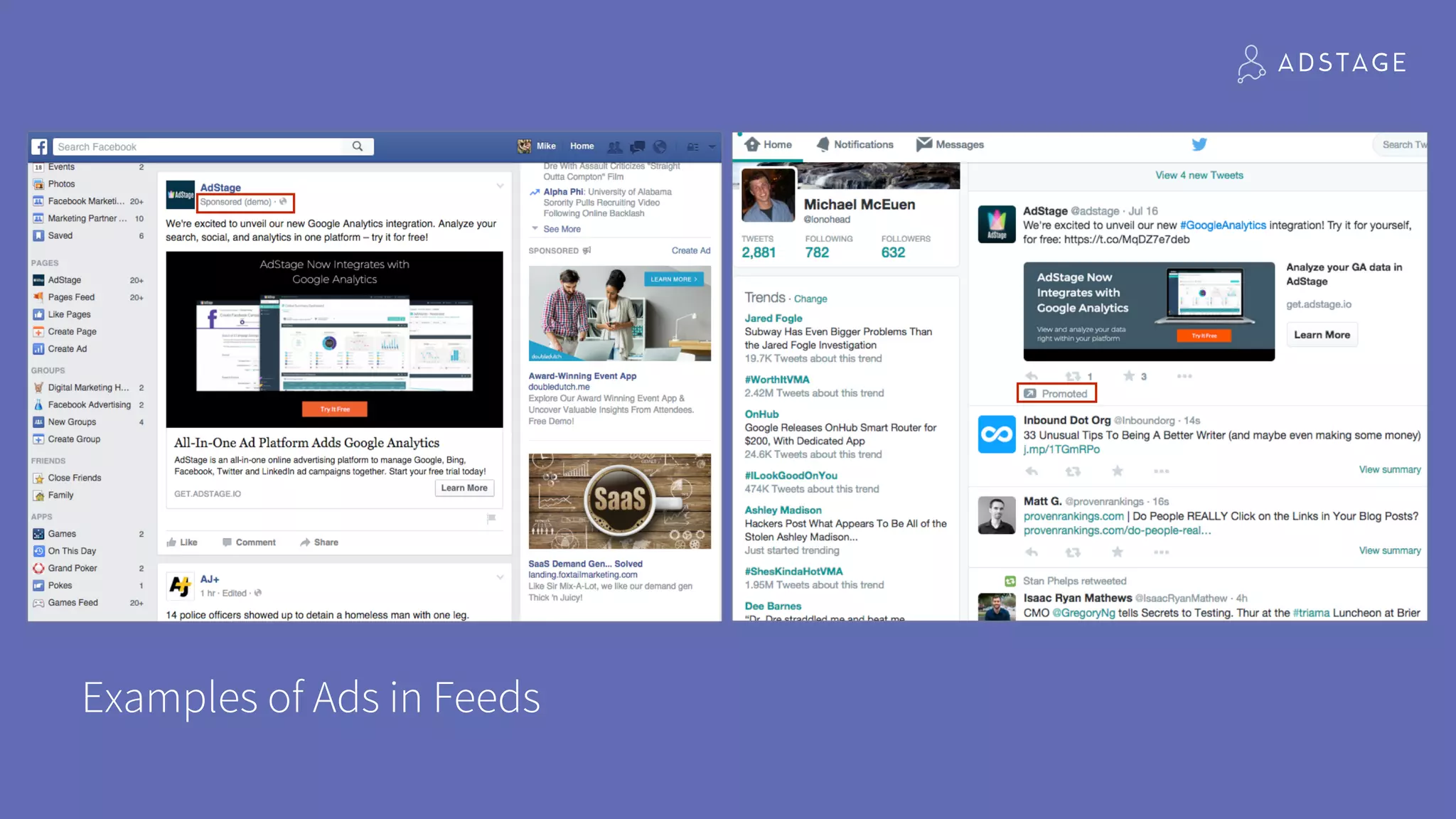 Examples of Ads in Feeds
 