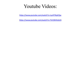 Youtube Videos:
https://www.youtube.com/watch?v=JyaYF9tpEQw
https://www.youtube.com/watch?v=Tk338VXcb24
 