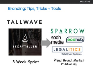 Branding: Tips, Tricks + Tools
3 Week Sprint Visual Brand, Market
Positioning
 