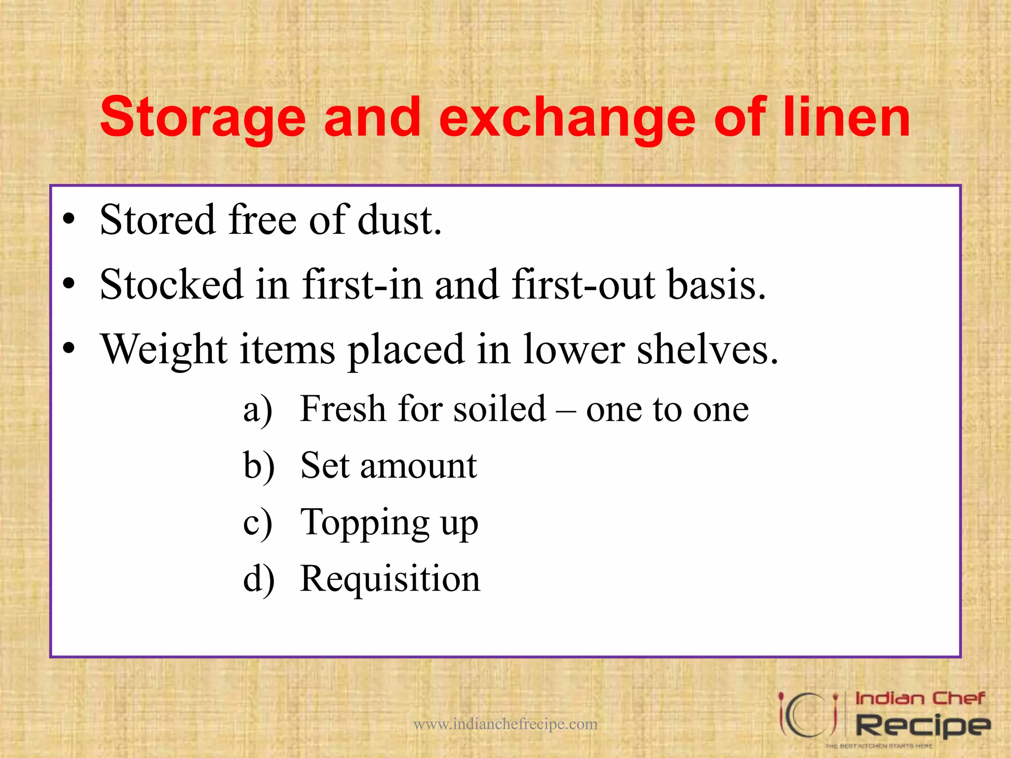 Linen Requisition LAUNDRY OPERATIONS IN HOUSE KEEPING | PPTX