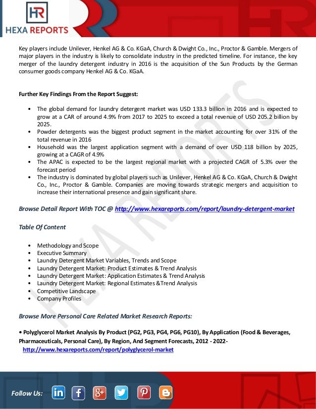 Laundry detergent market overview, key manufacturers, market dynamics