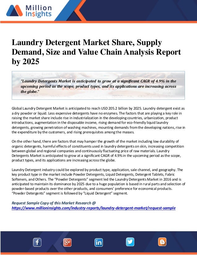 Laundry Detergent Market Share, Supply Demand, Size and Value Chain