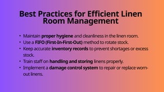 Laundry & Linen Management.pptx by: Analiza E. Manipis | PPTX