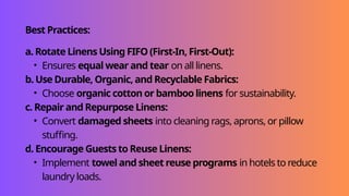 Reject Linen Examples Laundry & Linen Management.pptx by: Analiza E. Manipis | PPTX