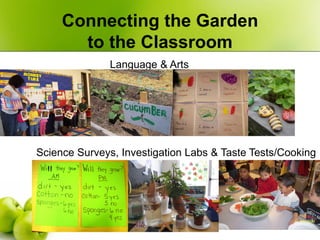 Connecting the Garden
       to the Classroom
               Language & Arts




Science Surveys, Investigation Labs & Tas...