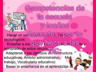 Tecnologías y valor agregadoColaboración entre aprendices mediante el uso de tecnologías de comunicación para interactuarSimplificar y re potenciar procesos de aprendizaje por indagaciónApoyar la toma de decisiones mediante el acceso a bases de datos y a sistemas de información relevantes, oportunos y precisos.