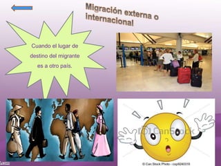 Cuando el lugar de
destino del migrante
es a otro país.
 