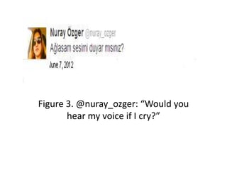 Figure 3. @nuray_ozger: “Would you
hear my voice if I cry?”
 