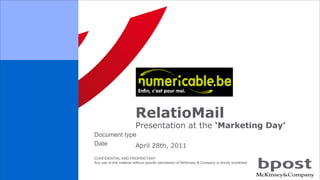 RelatioMail April 28th, 2011 Presentation at the  ‘Marketing Day’ 