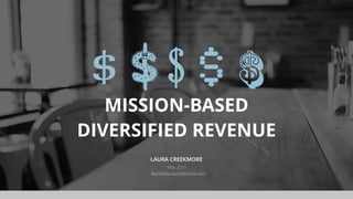 MISSION-BASED
DIVERSIFIED REVENUE
LAURA CREEKMORE
May 2015
laura@lauracreekmore.com
$ $ $ $ $
 