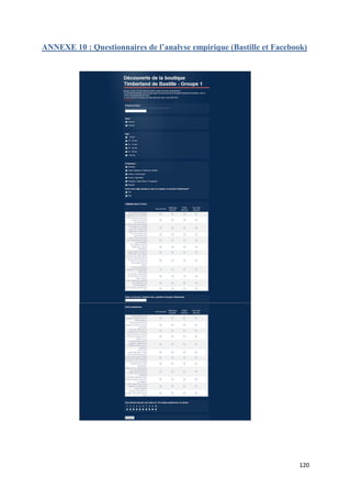 ANNEXE 10 : Questionnaires de l’analyse empirique (Bastille et Facebook)




                                                                     120
 