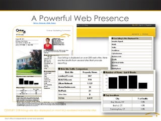 A Powerful Web Presence




CENTURY 21® listings are also displayed on most MLS-enabled real estate sites.
 