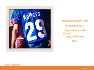 Moved to Kasson, MN Graduated as a  Kasson-Mantorville Komet!  (Yes, A Komet!) 2001 