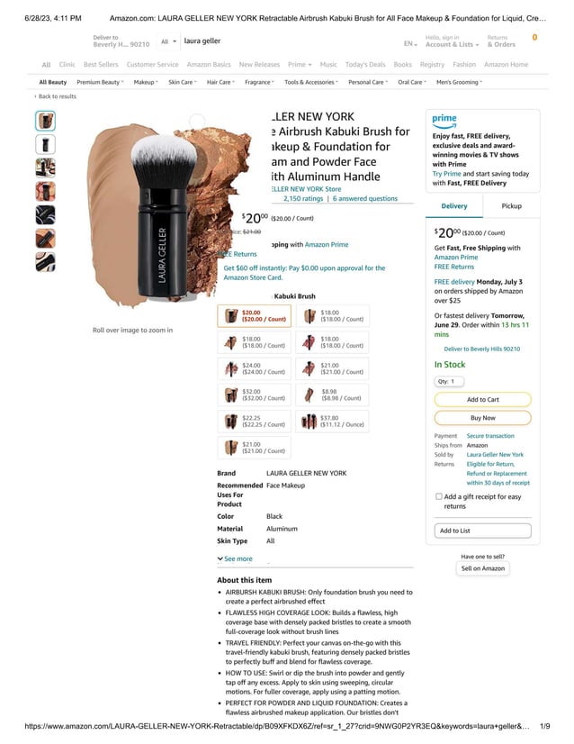 LAURA GELLER NEW YORK Retractable Airbrush Kabuki Brush for All Face