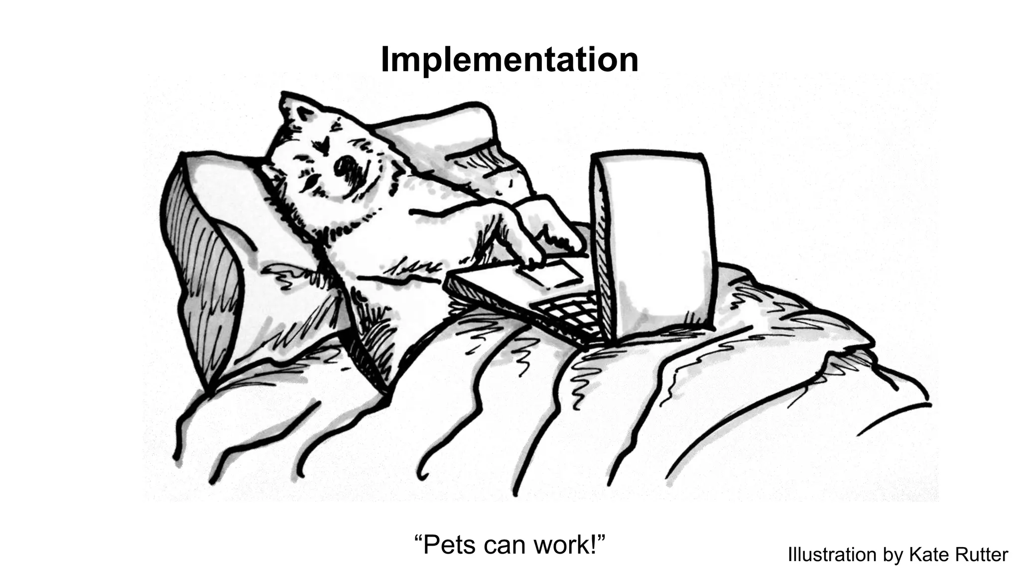 Implementation 
“Pets can work!” 
Illustration by Kate Rutter 
 