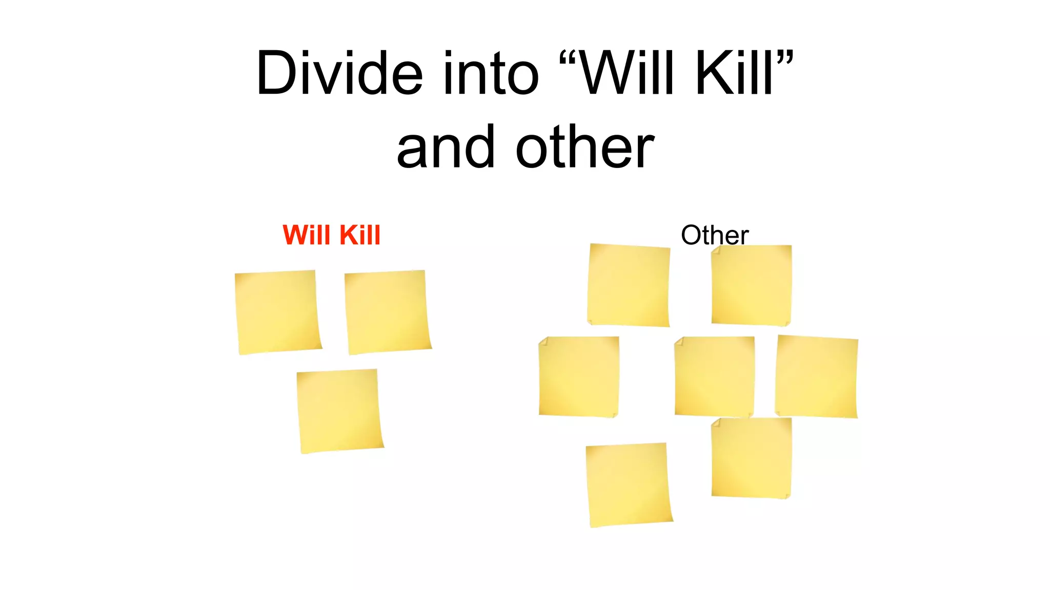 Divide into “Will Kill” 
and other 
Will Kill Other 
 
