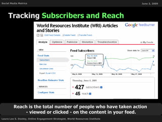 Tracking  Subscribers and Reach Reach is the total number of people who have taken action  - viewed or clicked - on the co...