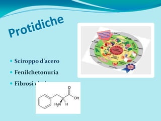  Sciroppo d’acero

 Fenilchetonuria

 Fibrosi cistica
 