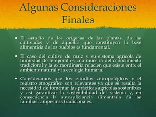 Algunas Consideraciones
Finales
 El estudio de los orígenes de las plantas, de las
cultivadas y de aquellas que constituy...