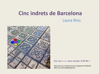 Cinc indrets de Barcelona
Laura Rins
https://search.creativecommons.org/photos/73d62c50-
0461-41ce-87f3-6d8682260196
Títol: June 30, 2017. Autor: biwabcn. CC BY-NC 2.0
 