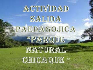 ACTIVIDAD SALIDA PAEDAGOJICA “PARQUE NATURAL CHICAQUE “