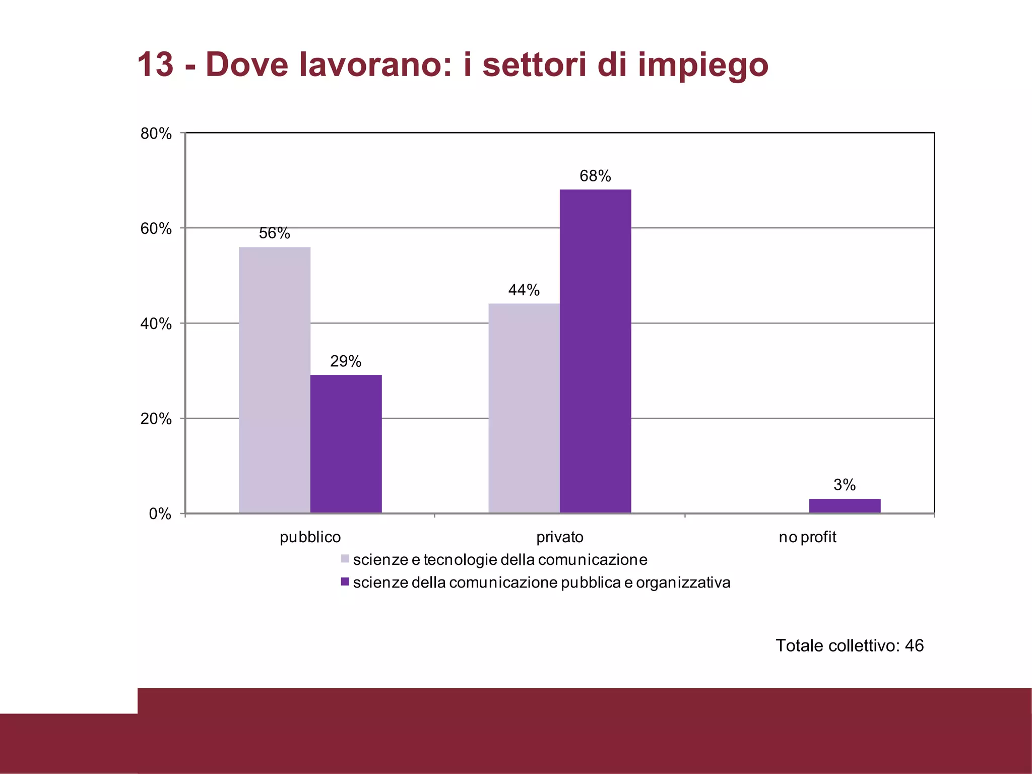13 - Dove lavorano: i settori di impiego  Totale collettivo: 46 