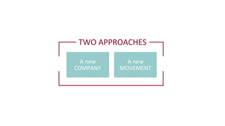 TWO	
  APPROACHES	
  
A	
  new	
  	
  
MOVEMENT	
  
A	
  new	
  	
  
COMPANY	
  
 