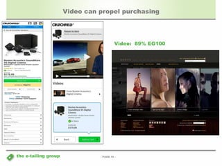 - PAGE 16 - 
the e-tailing group 
Video can propel purchasing 
Video: 89% EG100 
 