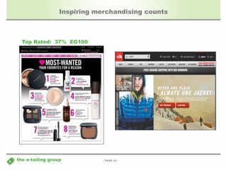 Inspiring merchandising counts 
- PAGE 22 - 
Top Rated: 37% EG100 
the e-tailing group 
 