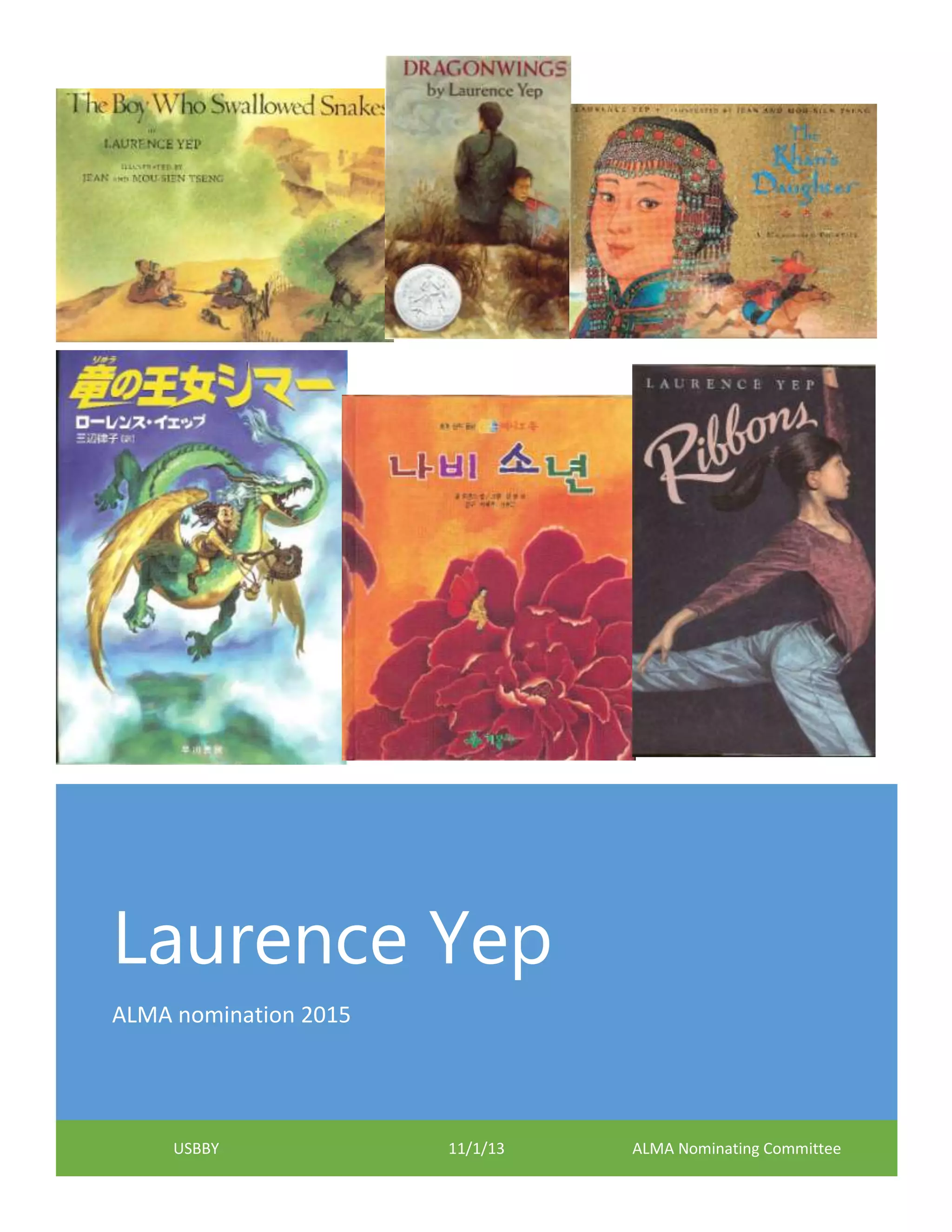 Laurence Yep ALMA nomination PDF