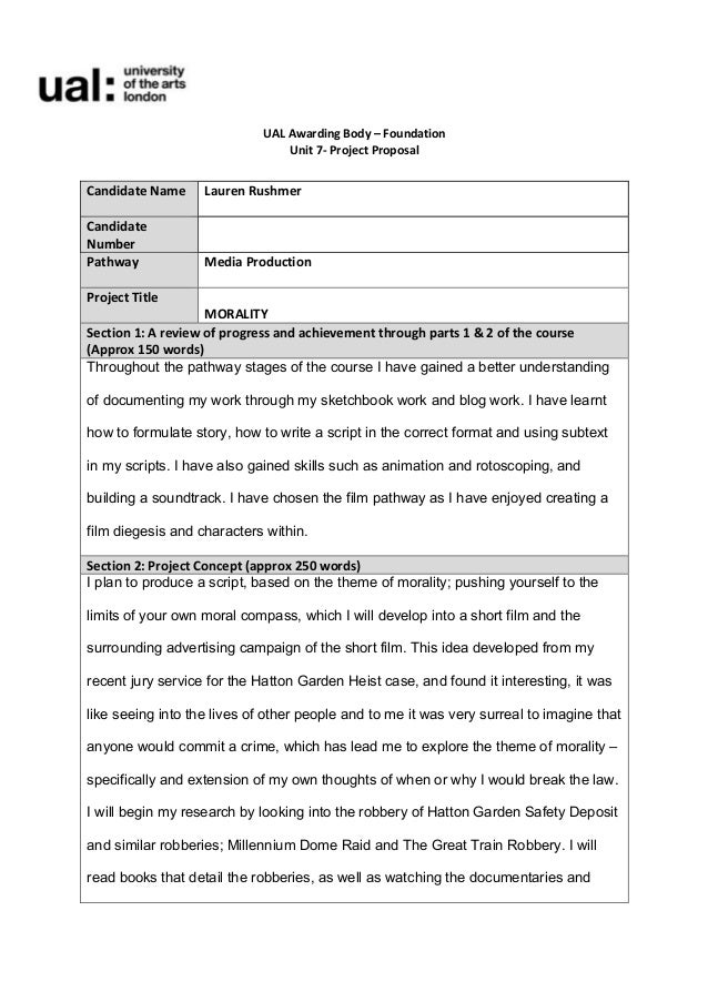 fmp project proposal draft essay example