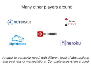 Many other players around
Answer to particular need, with different level of abstractions
and easiness of manipulations. Complete ecosystem around
 