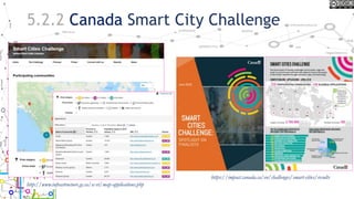 5.2.2 Canada Smart City Challenge
http://www.infrastructure.gc.ca/sc-vi/map-applications.php
https://impact.canada.ca/en/challenges/smart-cities/results
 
