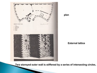 plan

External lattice

Two storeyed outer wall is stiffened by a series of intersecting circles,

 