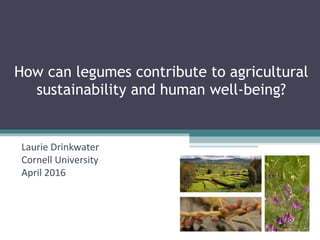 How can legumes contribute to agricultural
sustainability and human well-being?
Laurie Drinkwater
Cornell University
April 2016
 