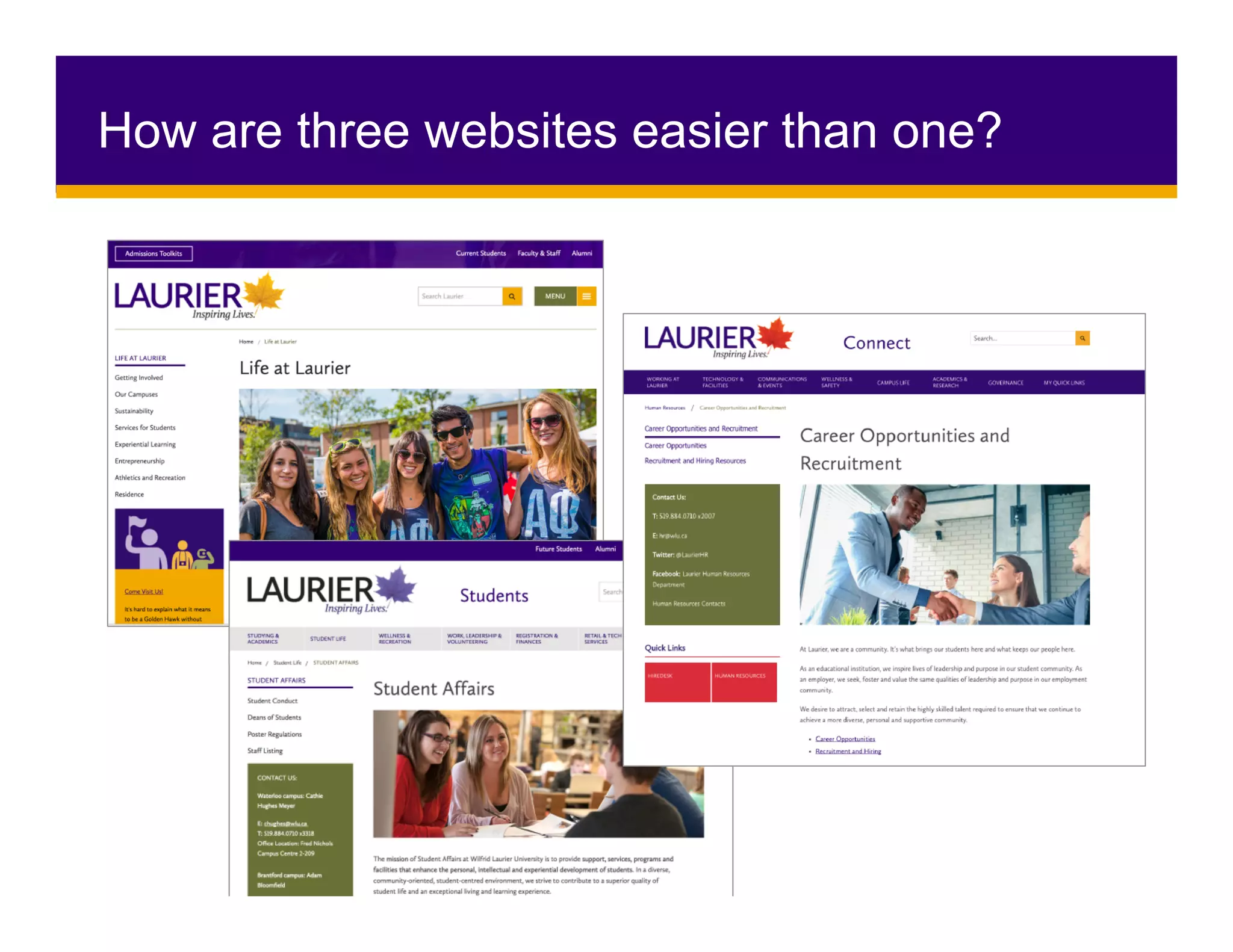How are three websites easier than one?
 