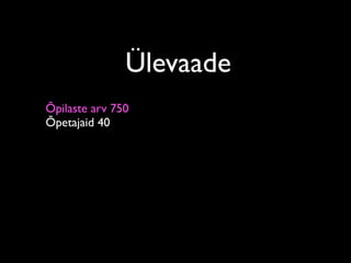 Ülevaade
Õpilaste arv 750
Õpetajaid 40
 