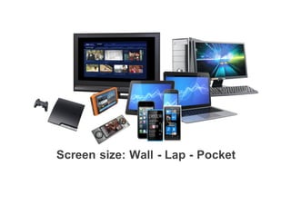 Screen size: Wall - Lap - Pocket
 