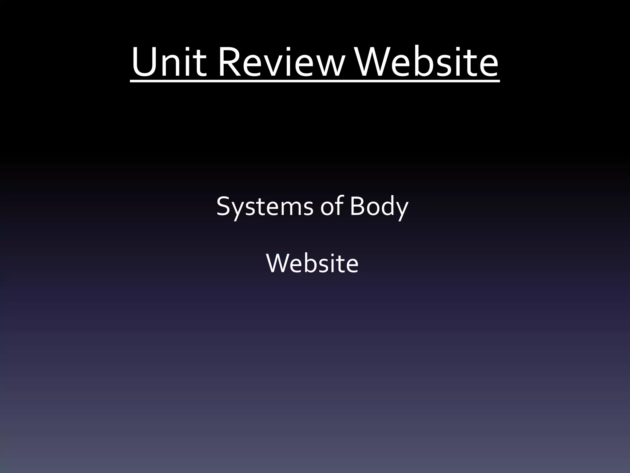 Unit ReviewWebsite
Systems of Body
Website
 