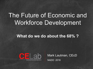 Mark Lautman, CEcD
NADO 2016
The Future of Economic and
Workforce Development
What do we do about the 68% ?
 