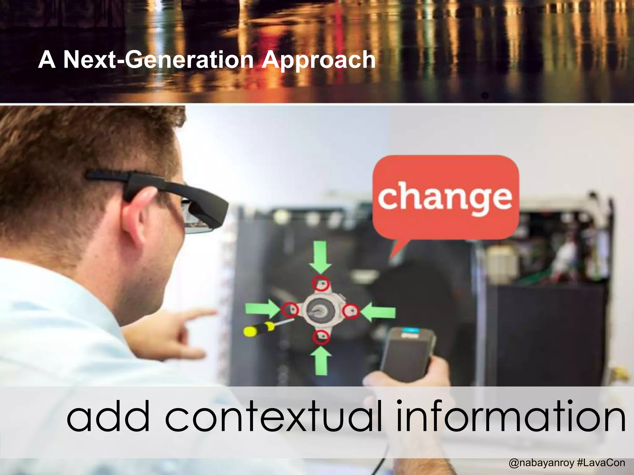 A Next-Generation Approach
add contextual information
@nabayanroy #LavaCon
 