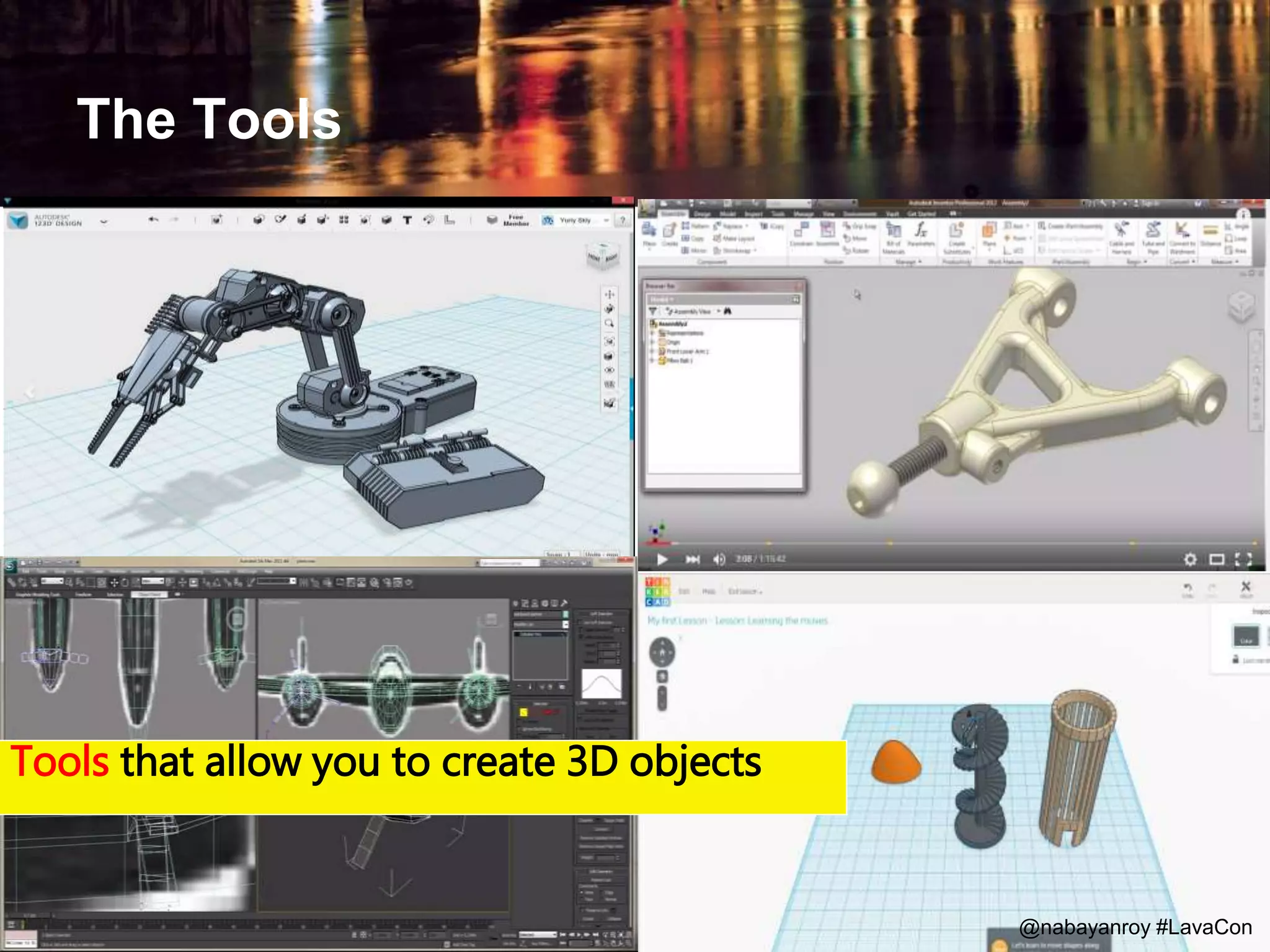 The Tools
Tools that allow you to create 3D objects
@nabayanroy #LavaCon
 