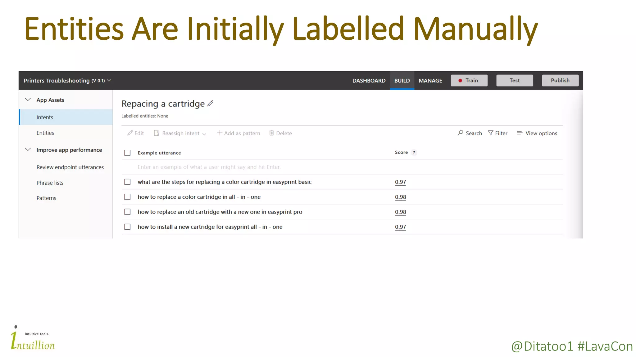 @Ditatoo1 #LavaCon
Entities Are Initially Labelled Manually
 