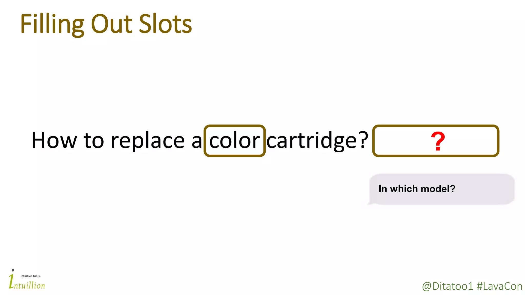 @Ditatoo1 #LavaCon
Filling Out Slots
In which model?
How to replace a color cartridge? ?
 