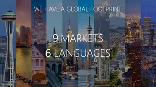 9 MARKETS
6 LANGUAGES
WE HAVE A GLOBAL FOOTPRINT
 