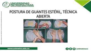 POSTURA DE GUANTES ESTÉRIL, TÉCNICA
ABIERTA
 