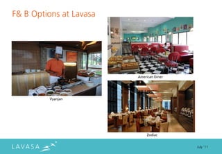F& B Options at Lavasa




                         American Diner




         Vyanjan




                              Zodiac


                                          July ‘11
 