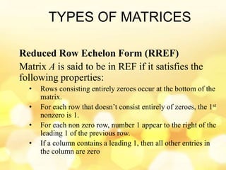 Ref Rules Math Matrices and System of Linear Equations ppt | PPTX