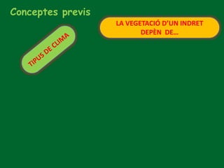 Conceptes previs
LA VEGETACIÓ D’UN INDRET
DEPÈN DE…
 
