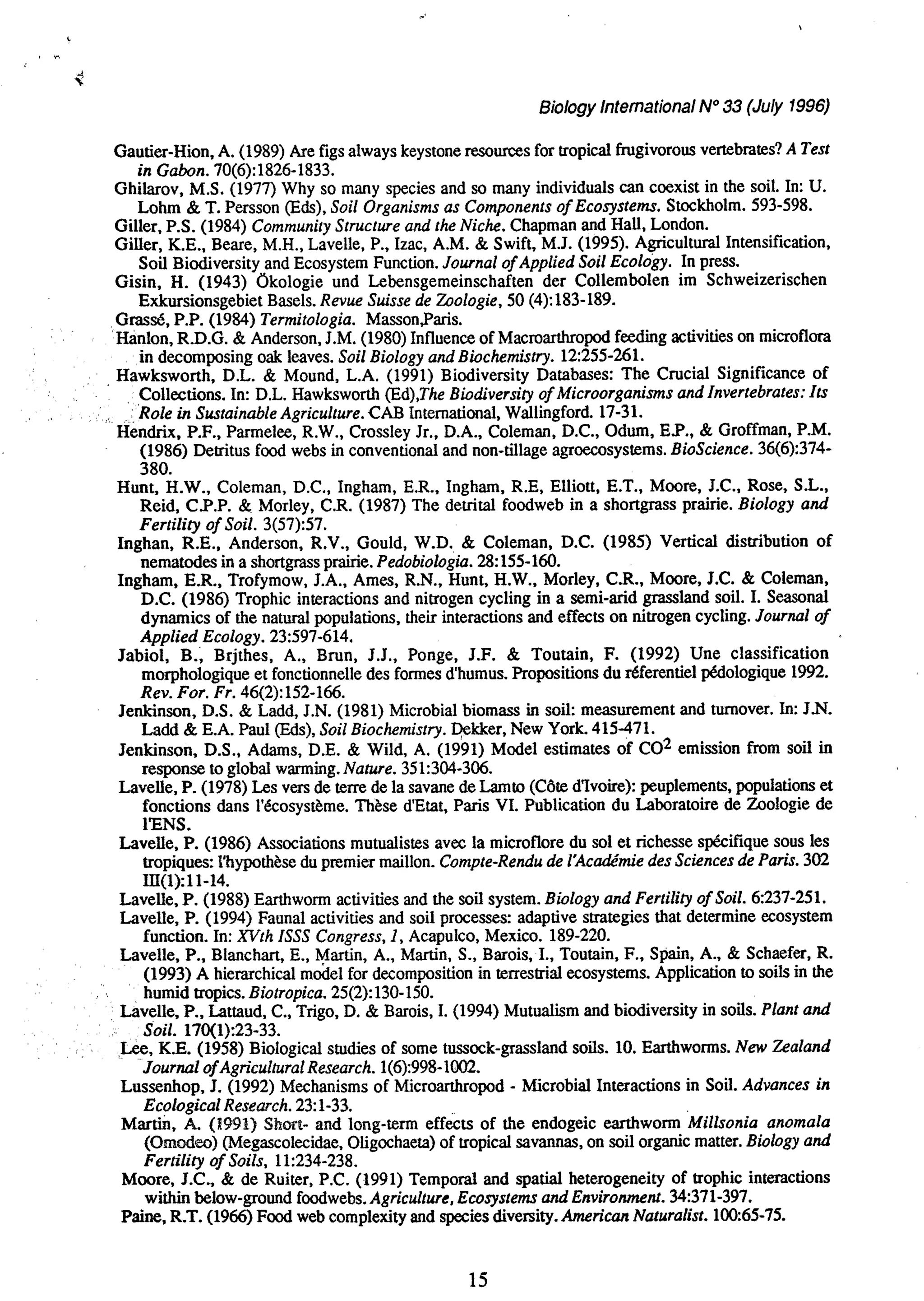 Diversity of Soil Fauna and Ecosystem Function | PDF